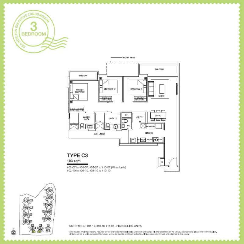 Sea Horizon EC - 3 Bedroom C3 103 sqm a
