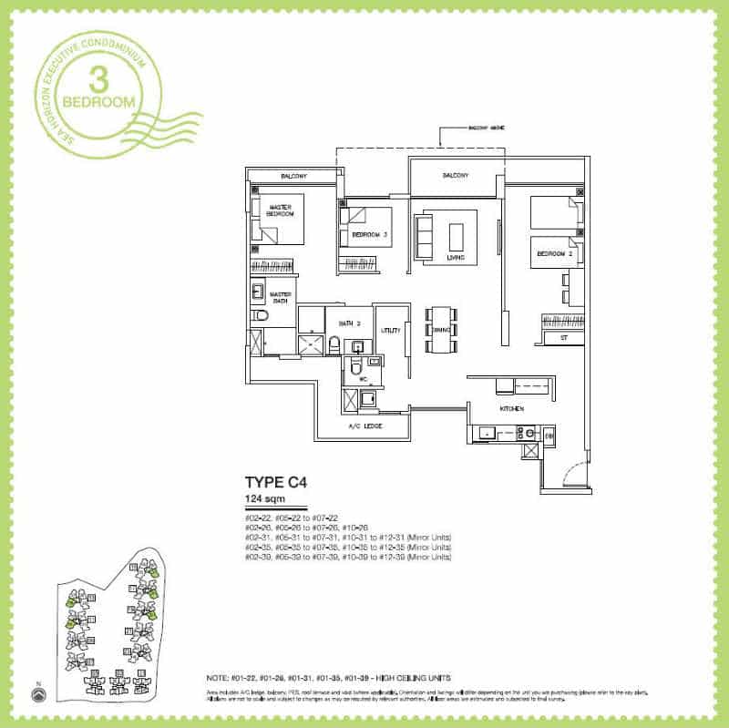 Sea Horizon EC - 3 Bedroom C4 124 sqm a