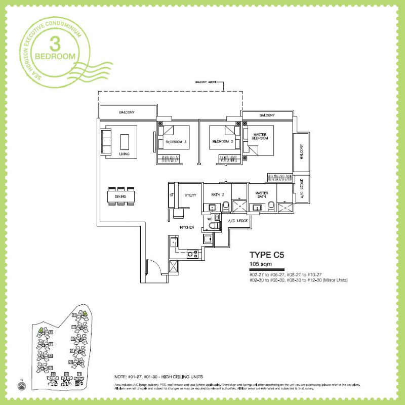 Sea Horizon EC - 3 Bedroom C5 105 sqm a