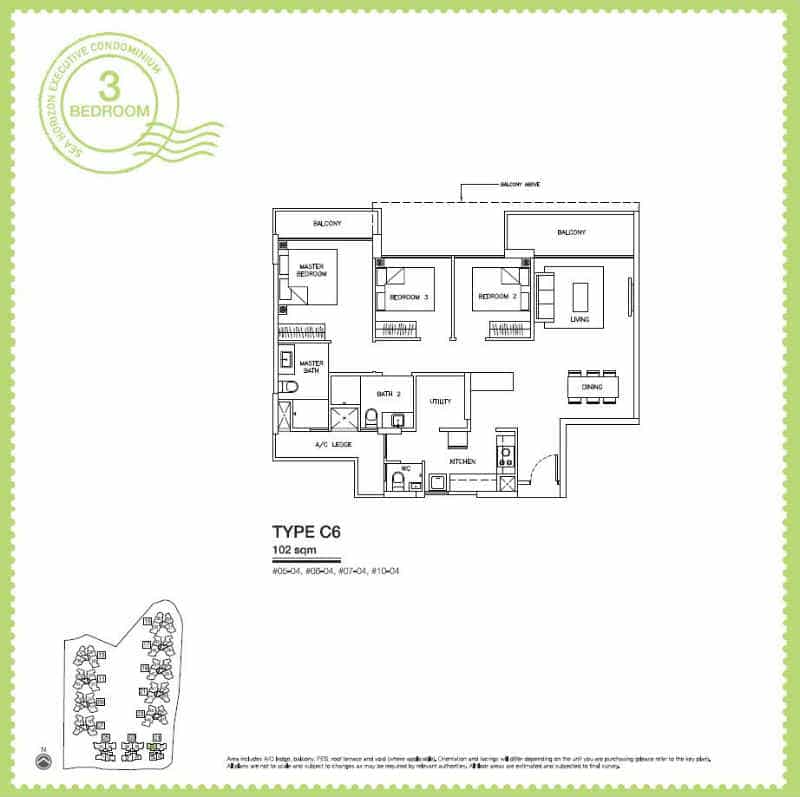 Sea Horizon EC - 3 Bedroom C6 102 sqm a