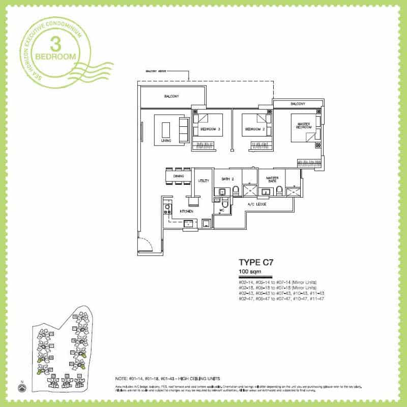 Sea Horizon EC - 3 Bedroom C7 100 sqm a