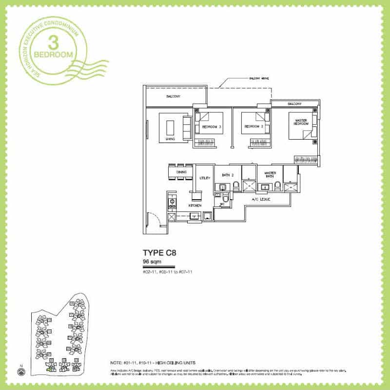 Sea Horizon EC - 3 Bedroom C8 96 sqm a