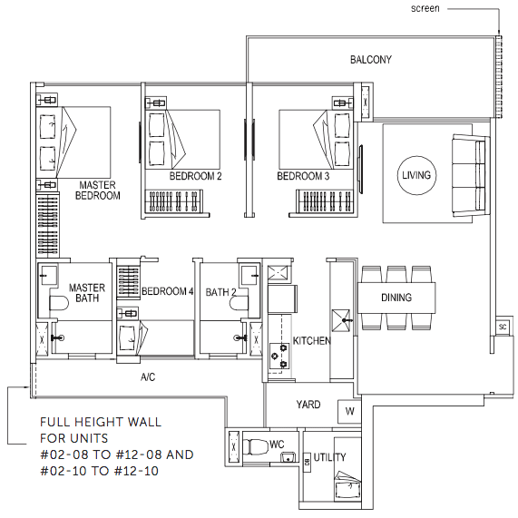 Signature at Yishun EC Floor Plan - 4 Bedroom D1 110 sqm 1184 sqft