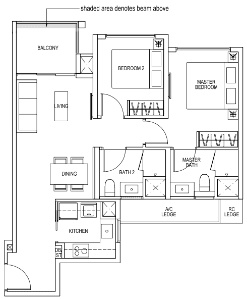 The Brownstone EC - 2 Bedroom A1b 68 sqm 732 sqft