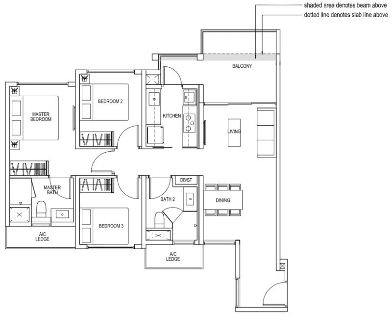The Brownstone EC - 3 Bedroom B1b 91 sqm 980 sqft
