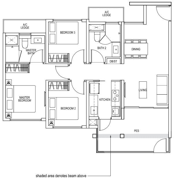 The Brownstone EC - 3 Bedroom B3p 89 sqm 958 sqft