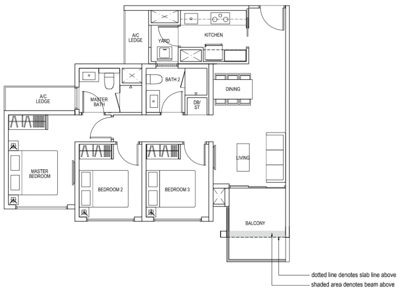 The Brownstone EC - 3 Bedroom B4b 85 sqm 915 sqft