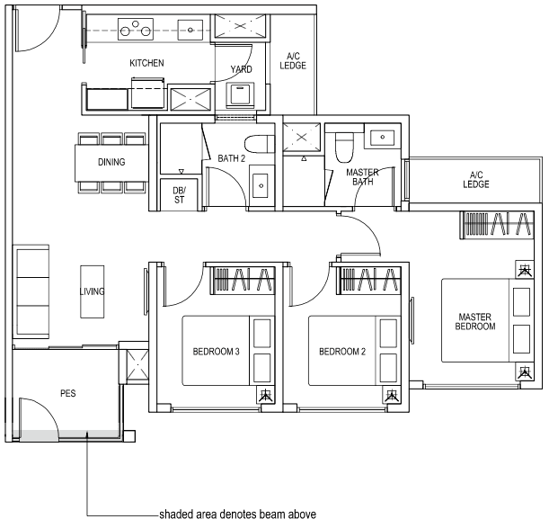 The Brownstone EC - 3 Bedroom B4p1 82 sqm 883 sqft