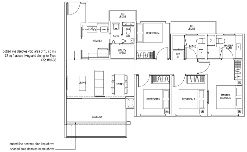 The Brownstone EC Floor Plan - 4 Bedroom C5a 107 sqm 1152 sqft C5d 123 sqm 1324 sqft