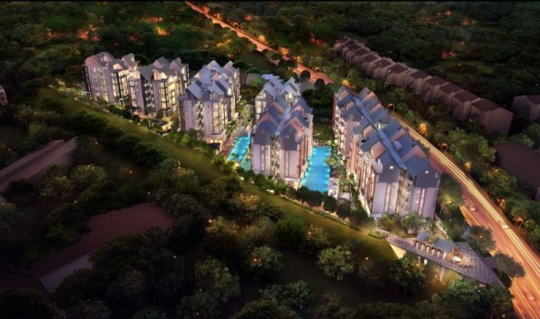 The Creek @ Bukit Condo Aerial View 02 Evening