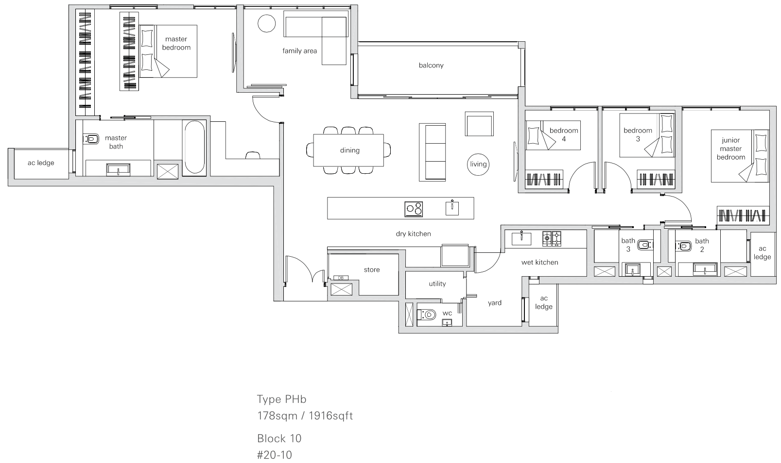 The Panorama Condo Floor Plan Penthouse 4BR (PHb 178 sqm 1916 sqft)