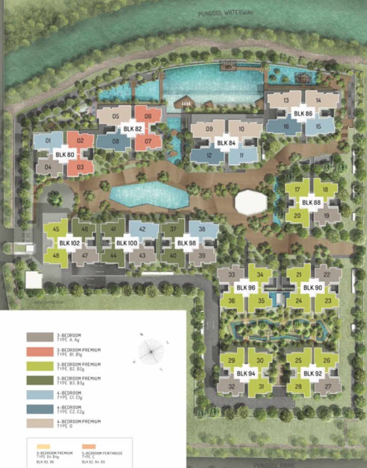 The Terrace EC Site Plan with Unit Types