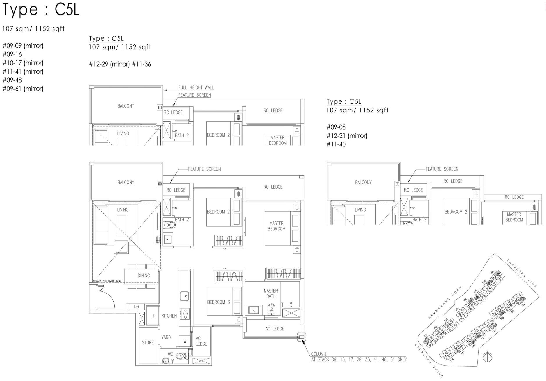 The Visionaire EC Floor Plan - 3 Bedroom Premium C5L 107 sqm 1152 sqft