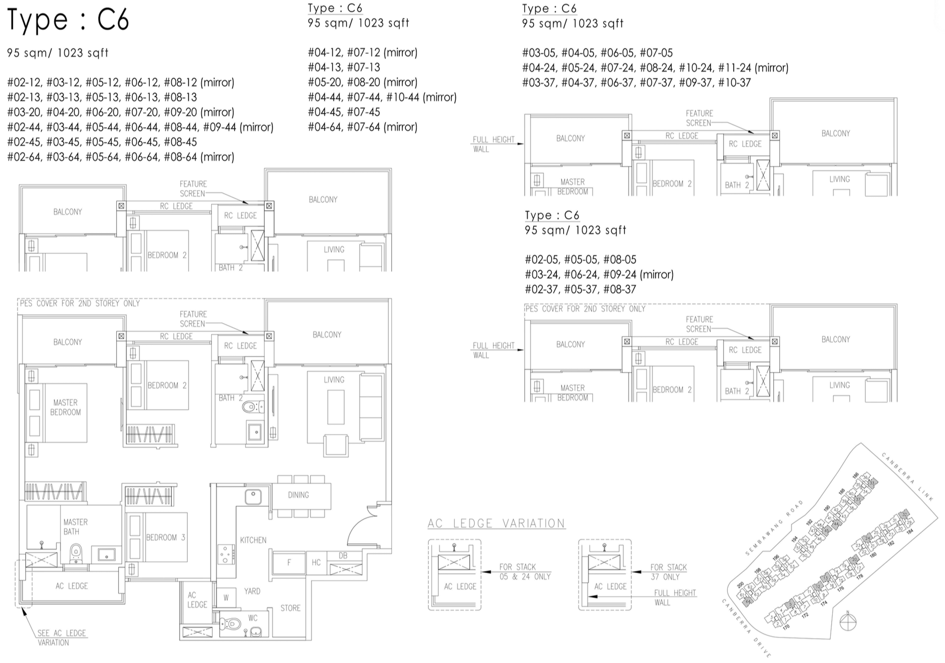 The Visionaire EC Floor Plan - 3 Bedroom Premium C6 95 sqm 1023 sqft