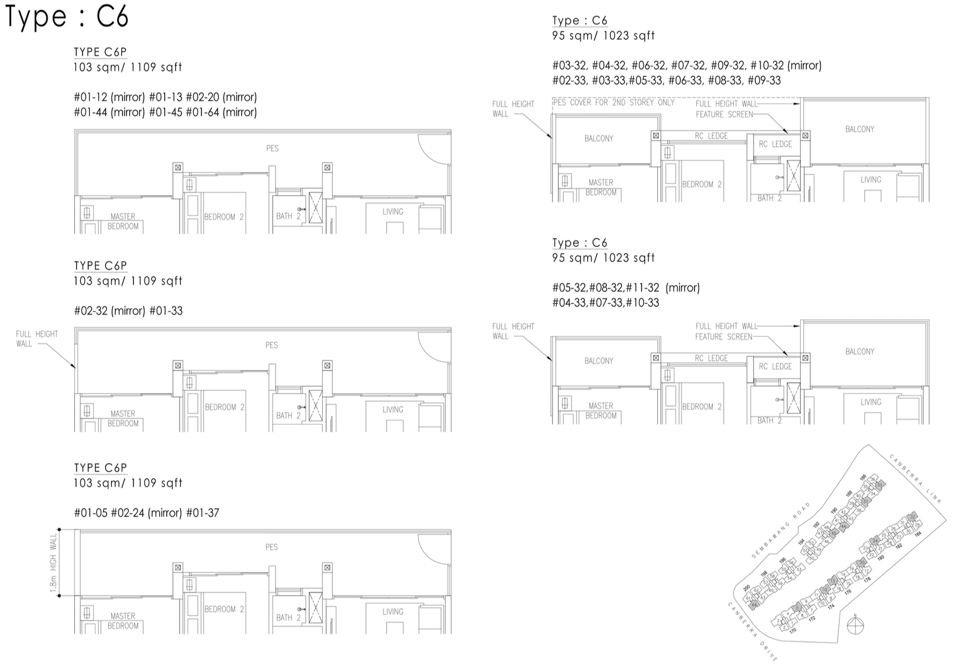 The Visionaire EC Floor Plan - 3 Bedroom Premium C6 C6P 95 sqm 1023 sqft