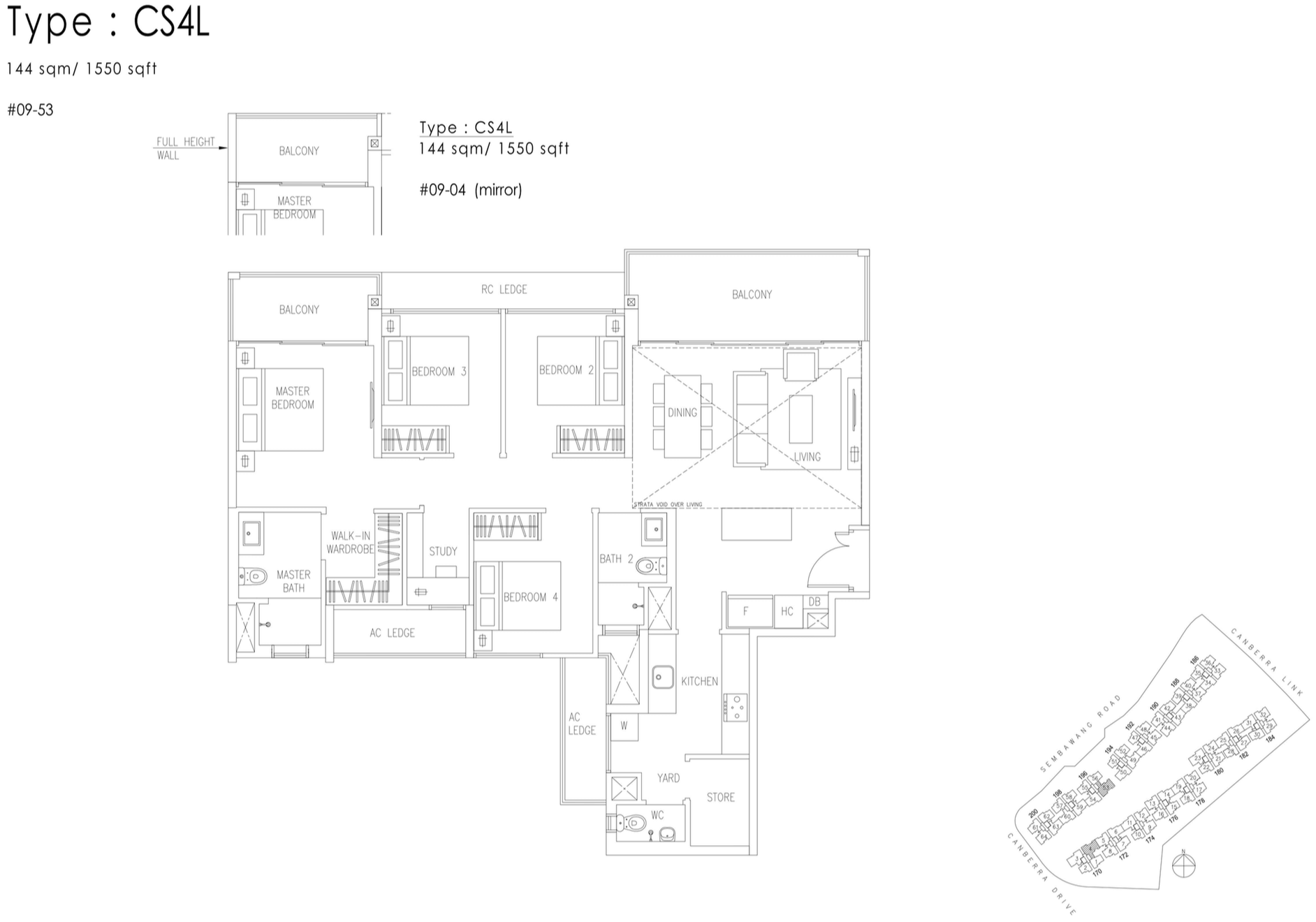 The Visionaire EC Floor Plan - 4 Bedroom Cospace CS4L 144 sqm 1550 sqft