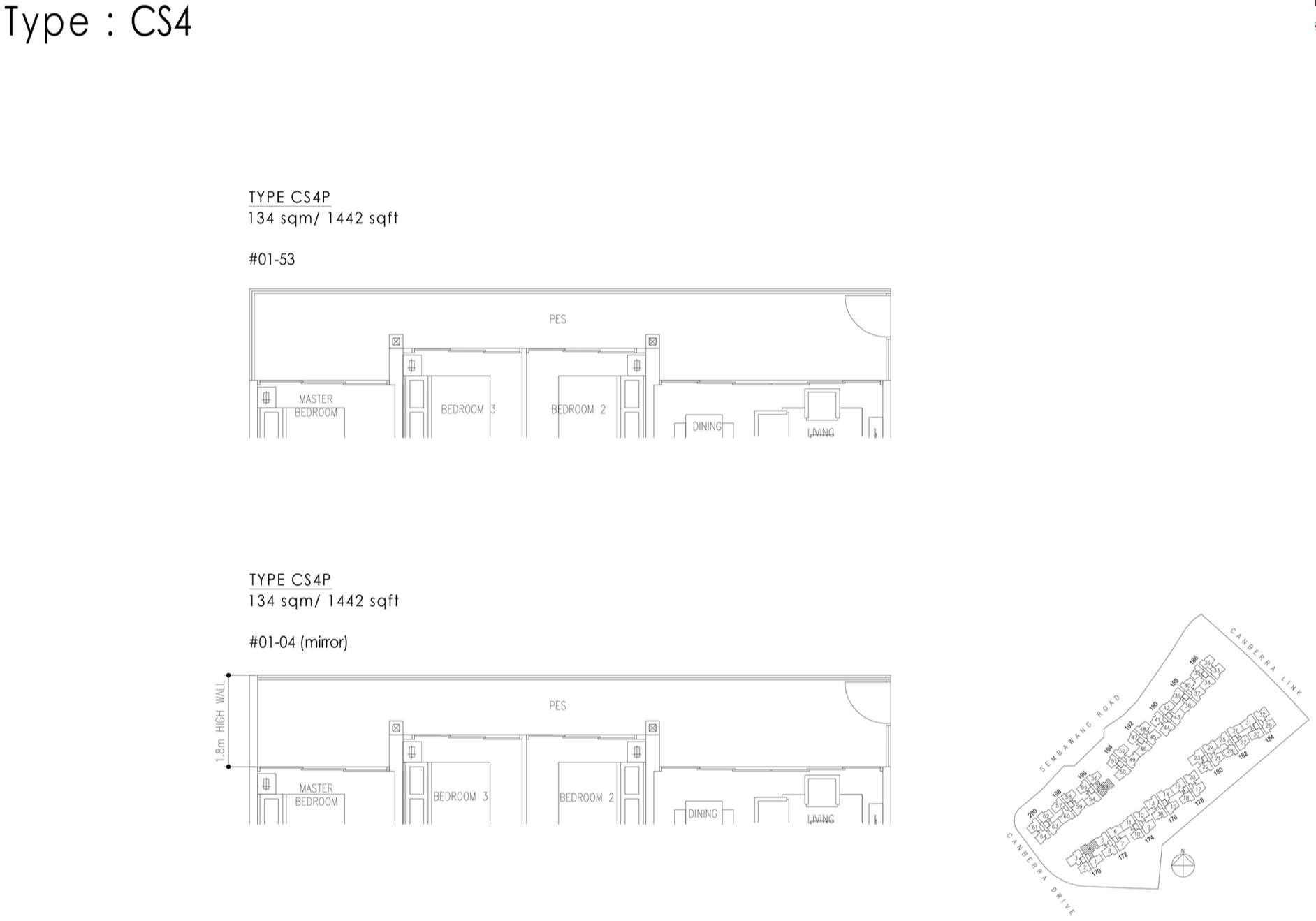 The Visionaire EC Floor Plan - 4 Bedroom Cospace CS4P 134 sqm 1442 sqft