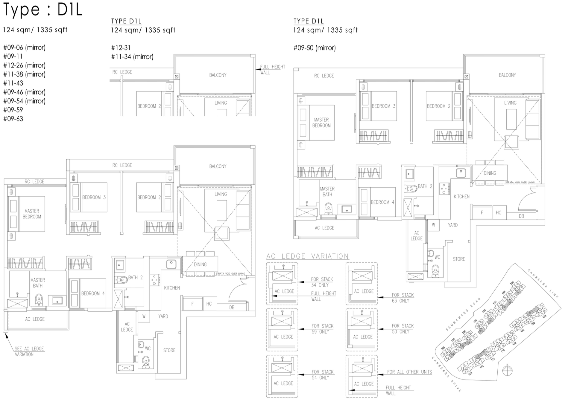 The Visionaire EC Floor Plan - 4 Bedroom D1L 124 sqm 1335 sqft
