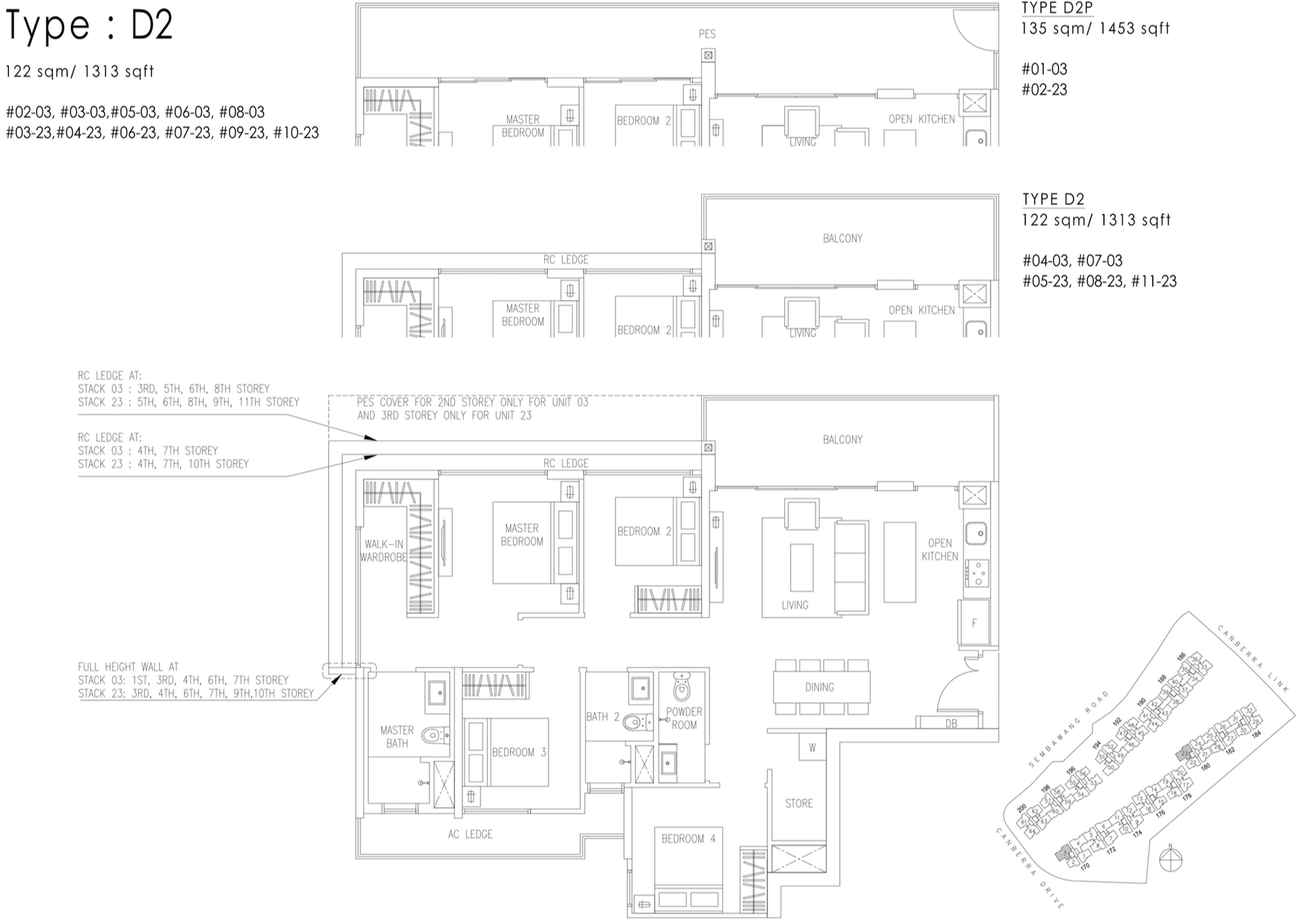 The Visionaire EC Floor Plan - 4 Bedroom D2 D2P 122 sqm 1313 sqft
